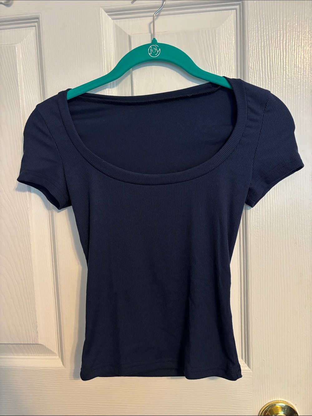 Women’s Navy Scoop Neck Short Sleeve Ribbed Tee